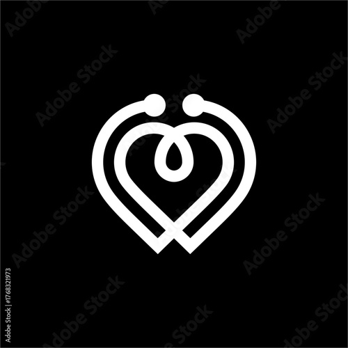A modern, professional heart formed by continuous, fluid lines of a stethoscope. It symbolizes compassionate care, heart health technology, and a futuristic commitment to medical innovation.