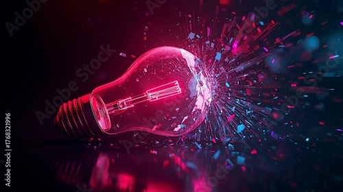 Exploding light bulb creative idea concept innovation inspiration power energy burst art