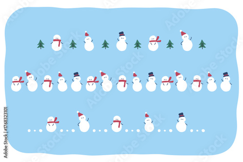 クリスマスの雪だるまラインセット