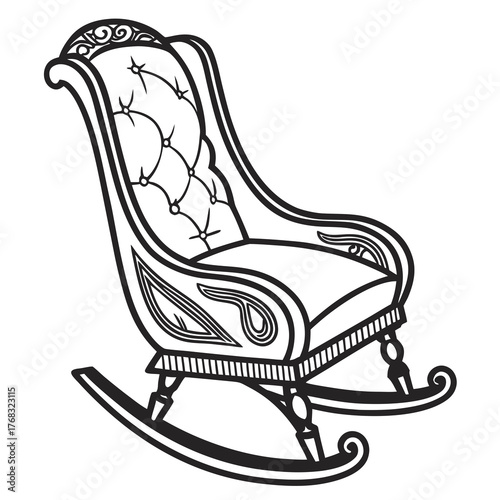 Ornate vintage rocking chair illustration furniture retro