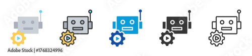 robotic process automation icon set multi style various collection
