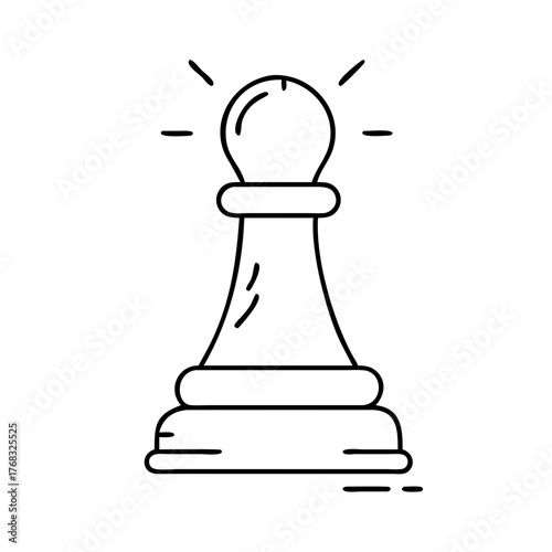 A line drawing of a chess pawn with radiating lines