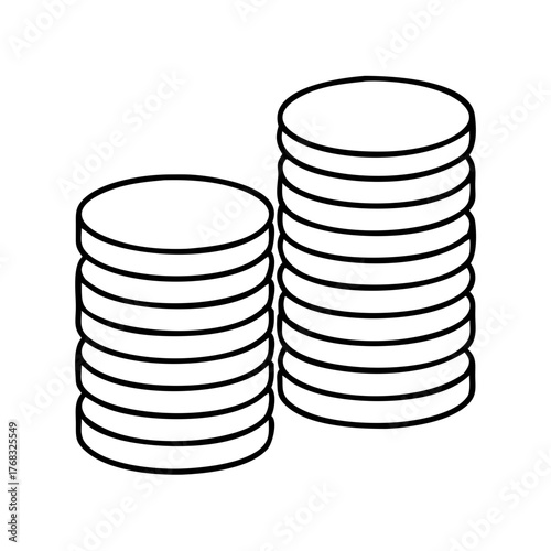 Two stacks of coins, one taller than the other