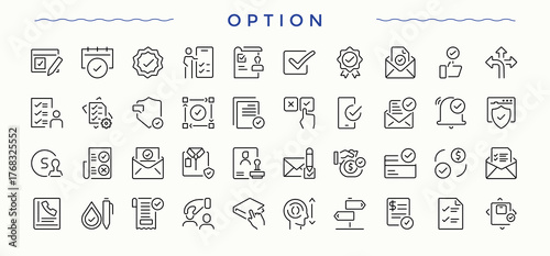 Set of Choice line icon. Pack of decision, mark, select, decide, selection and more. Vector outline icons collection. Select linear icon collection. Vector illustration. Pixel perfect.