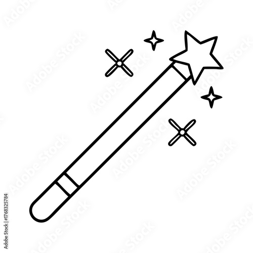 Magic wand with star and sparkles, symbolizing fantasy, magic, and enchantment
