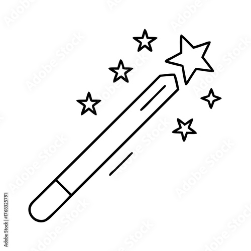 Magic wand with stars and sparkles, representing fantasy, magic, and enchantment