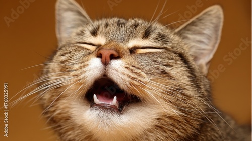 Cat appears joyful with eyes shut and mouth slightly open soaking in the warmth of its surroundings.