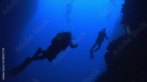 Wallpaper Mural scuba divers are exploring and enjoying the caves underwater cave dive Torontodigital.ca