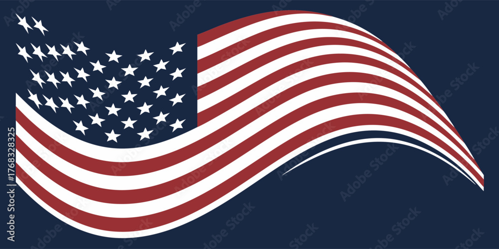 Fototapeta premium American flag banner background featuring stars, stripes, and blue border, perfect for patriotic USA celebration and national themes.