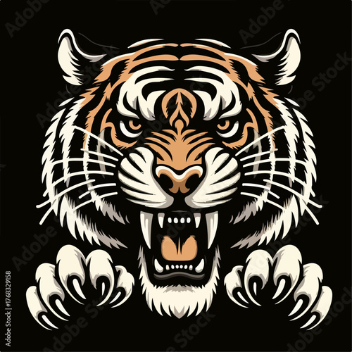 flat illustration of a tiger