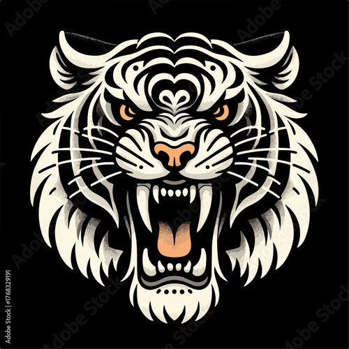 flat illustration of a tiger