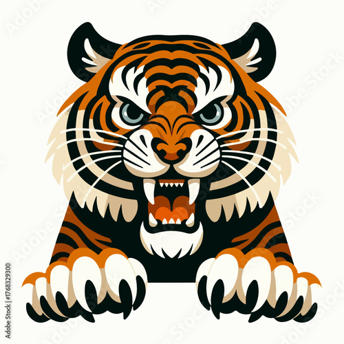flat illustration of a tiger