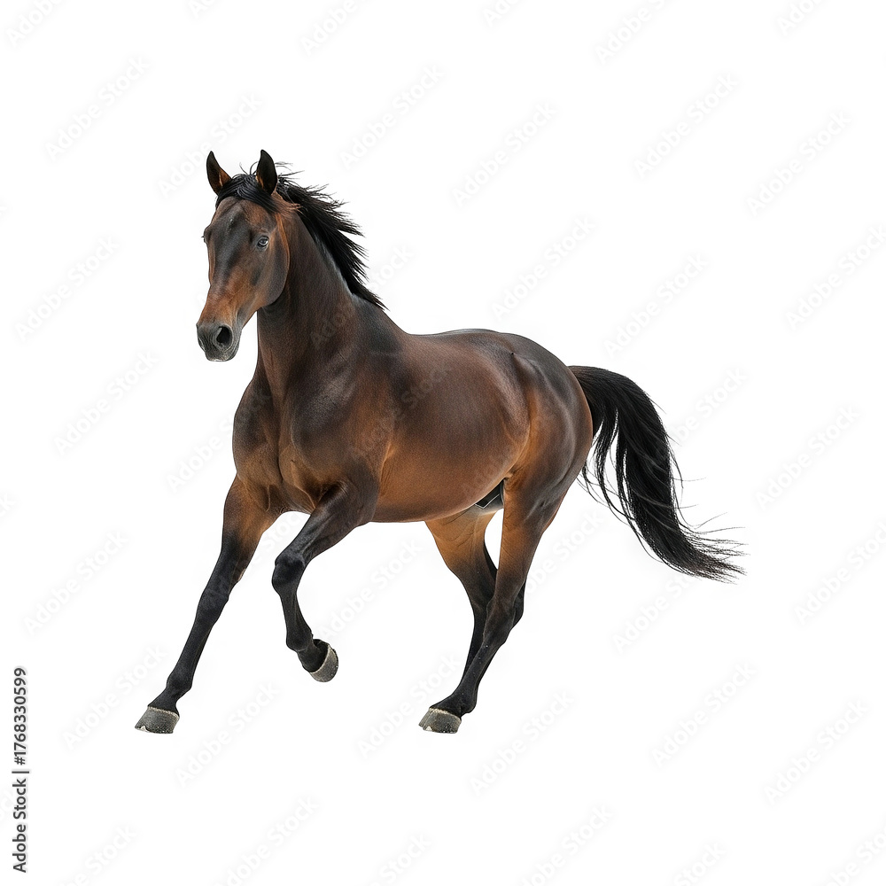 Obraz premium Brown horse running gracefully Generative AI
