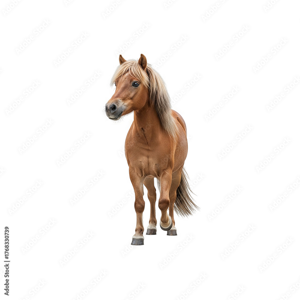 Naklejka premium Small pony walking forward Generative AI