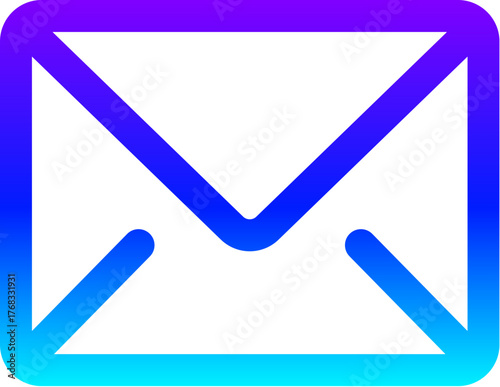 Modern Blue Gradient Line Icon of an Email Envelope