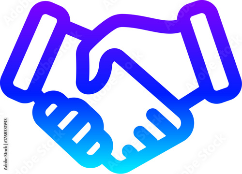 Modern Blue Gradient Line Icon of a Business Handshake