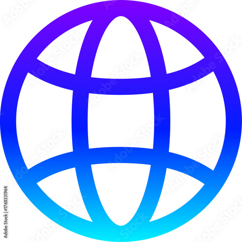 Modern Blue Gradient Line Icon of a Globe