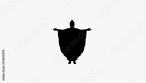 Majestic silhouette of a religious figure with outstretched arms symbolizing hope and salvation