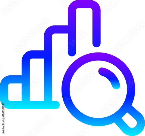 Modern Blue Gradient Line Icon of Data Analysis