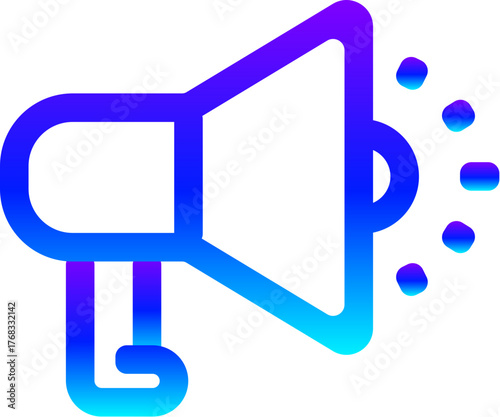 Modern Blue Gradient Line Icon of a Megaphone