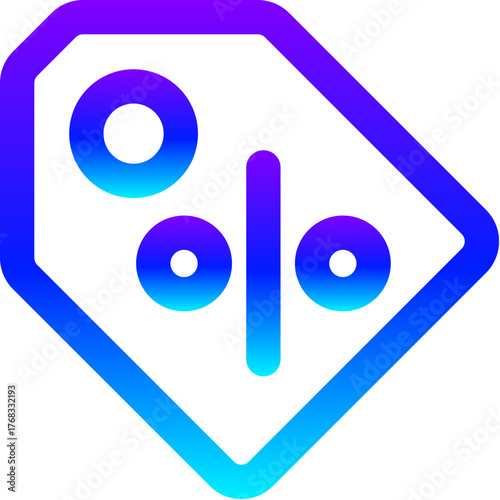 Modern Blue Gradient Line Icon of a Discount Tag
