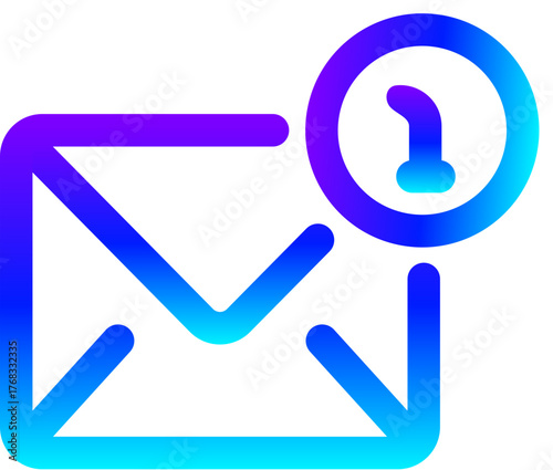 Modern Blue Gradient Line Icon of a Notification Email