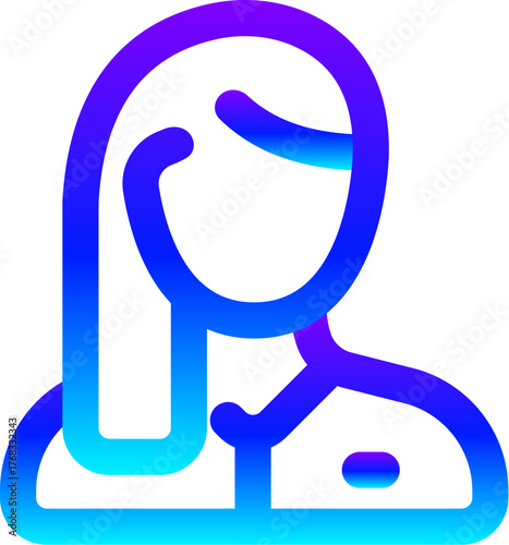 Modern Blue Gradient Line Icon of a Female User Profile