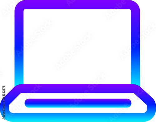 Modern Blue Gradient Line Icon of a Laptop Device