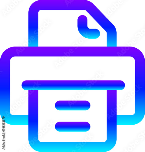 Modern Blue Gradient Line Icon of a Printer
