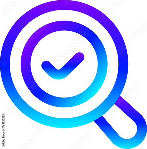 Modern Blue Gradient Line Icon of Verified Search