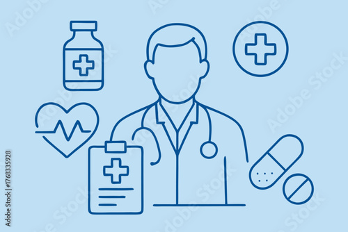 Doctor & Medicine Line Icons