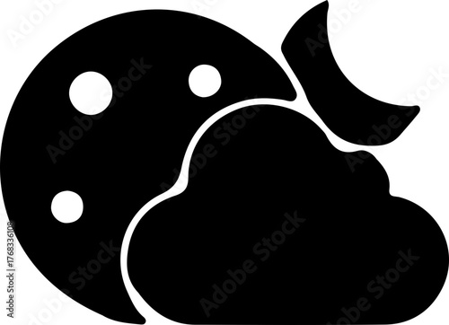 moon partial cloud cover design vector art style logo