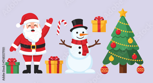 Festive Christmas Characters and Decorations Collection.