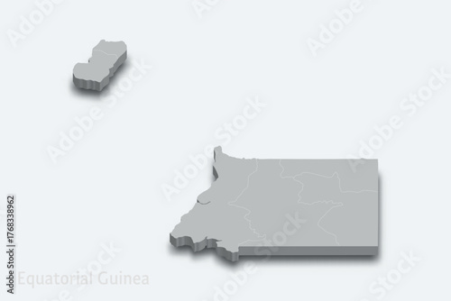 Equatorial Guinea 3d map with borders regions