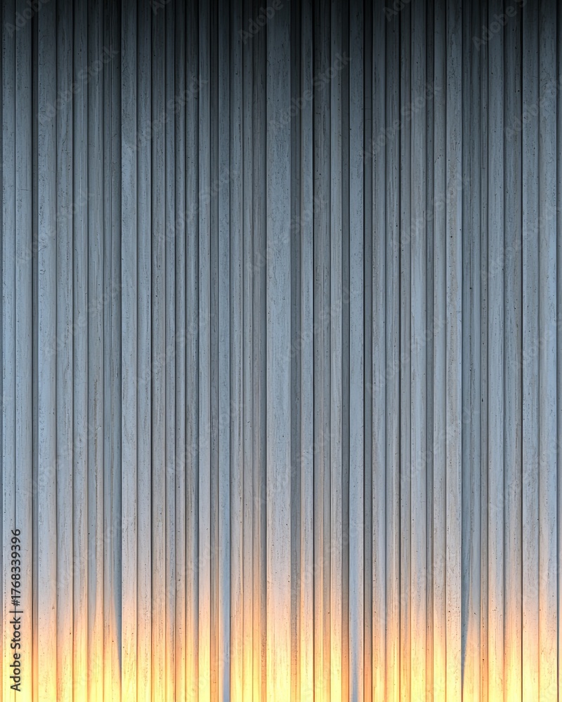 Obraz premium Vertical Metal Wall with Sunset Glow Reflections: Industrial Aesthetic and Atmospheric Lighting
