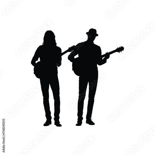 
Country musician silhouette with acoustic guitar