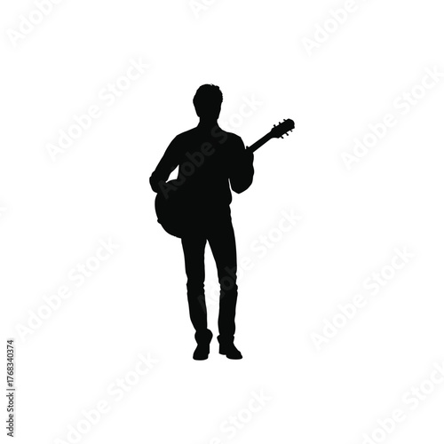 
Country musician silhouette with acoustic guitar
