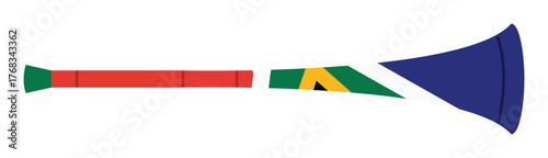 Colorful South African vuvuzela horn with national flag design on isolated white background vector illustration