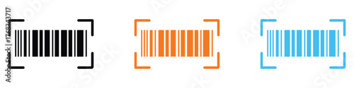 Bar code scanner icon set. seamless technology integration for efficient retail operations symbol. vector illustration.
