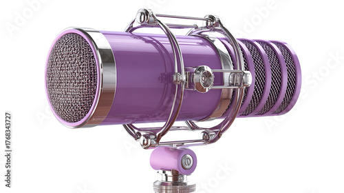 Vintage microphone with neon lighting on a vibrant gradient white background png