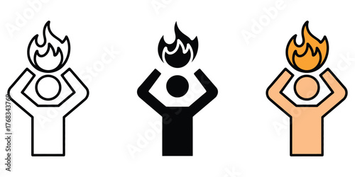 Burnout icon set. stress, burnout, mental health issues symbol. vector illustration.