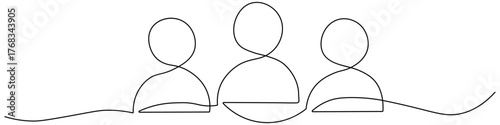 Continuous one line drawing User person icon set. collaboration and unity symbol. vector illustration.