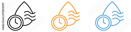Dry time icon set. deadlines, efficient hydration, scheduling symbol. vector illustration.
