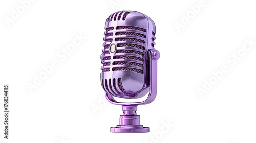 Vintage microphone with neon lighting on a vibrant gradient white background png