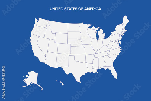 United States Map Vector Graphic white and blue for Presentations and Designs