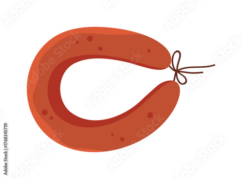 Isolated Polish kielbasa sausage with simple design on white background for food concepts vector illustration