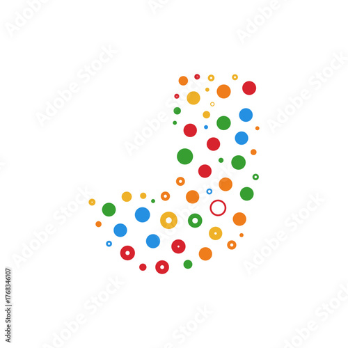 Letter J dots and colours logo.