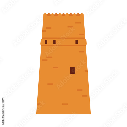 Traditional Saudi Arabia fort tower isolated on white background for heritage and travel concepts vector illustration