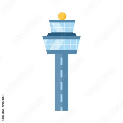 Modern Singapore airport control tower isolated on white background for travel and aviation concepts vector illustration