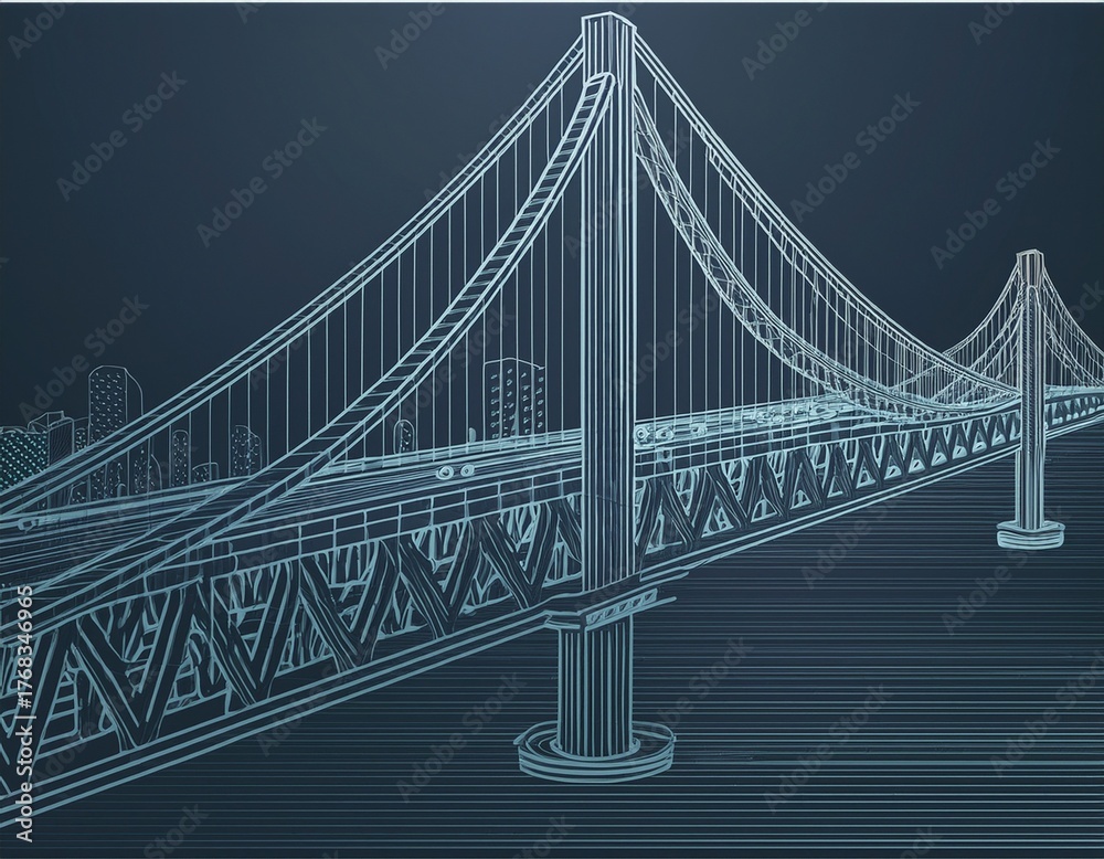 Fototapeta premium blockchain bridge outline